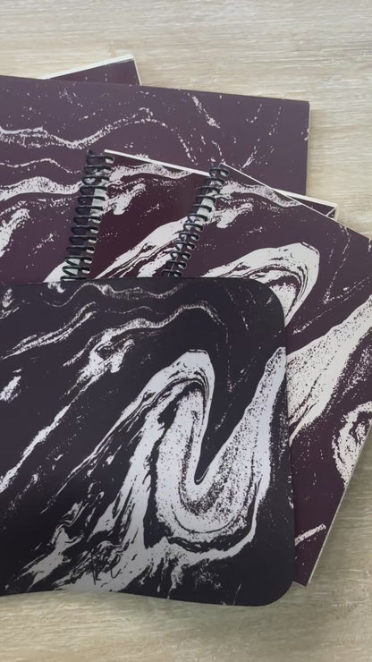 Cream Marble on Signature Velvet Noir Notebook