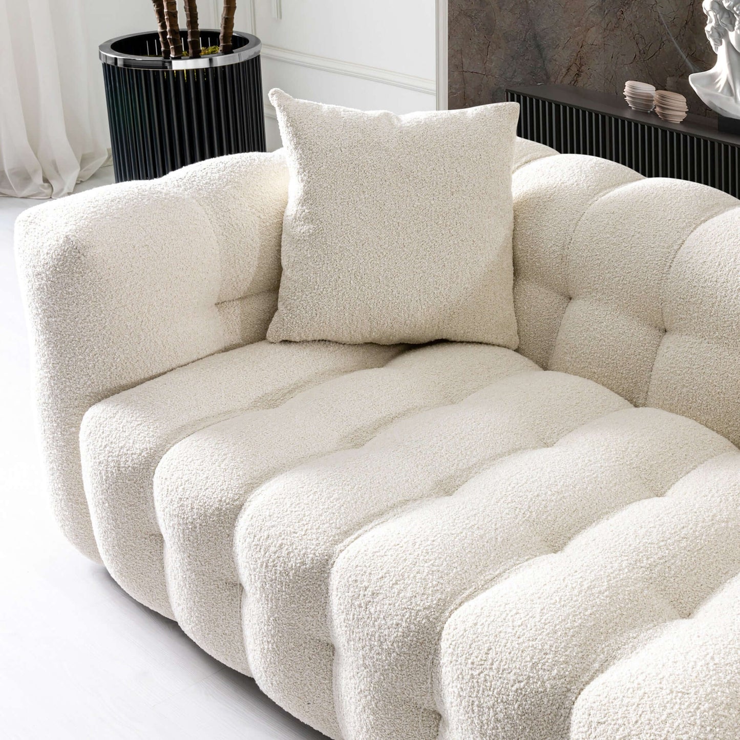 Eden Modern Tufted Chesterfield Boucle Fabric Sofa