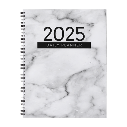 2025 White Marble Daily Planner