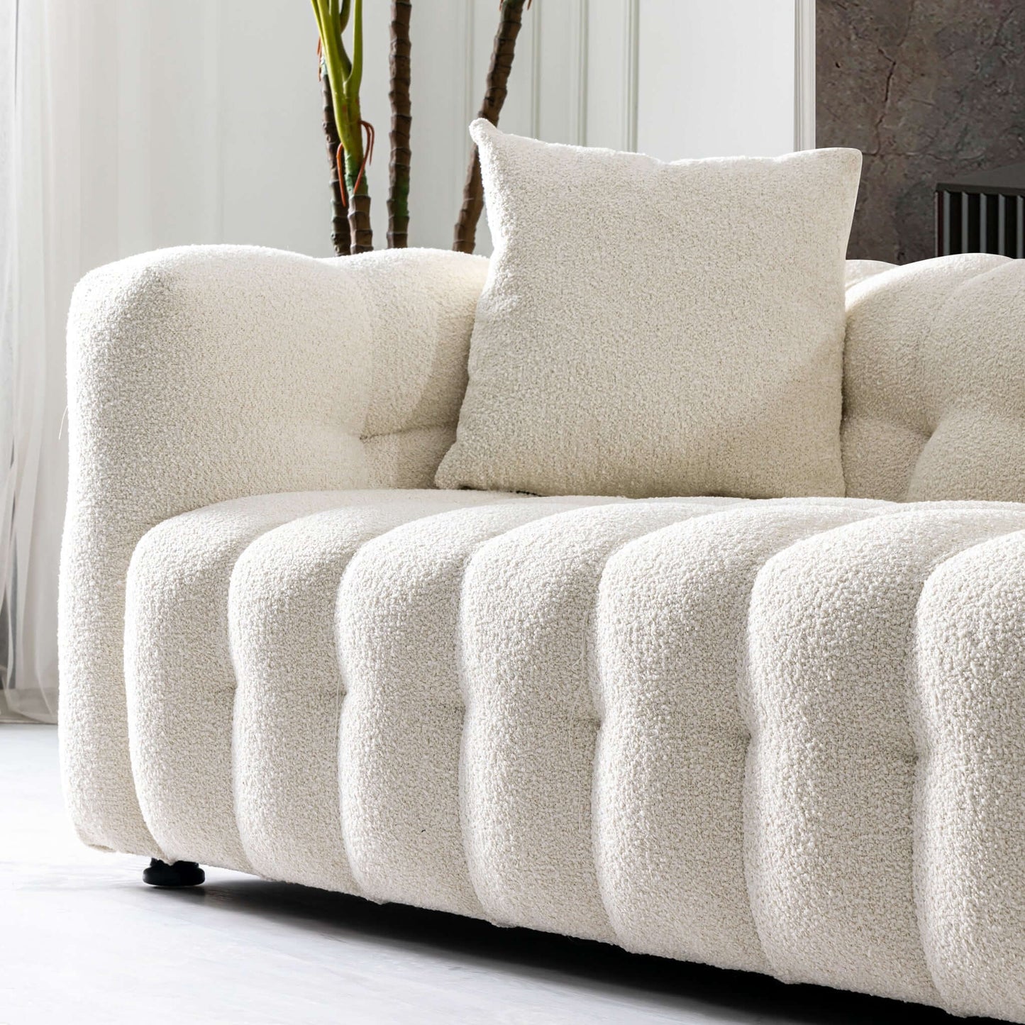 Eden Modern Tufted Chesterfield Boucle Fabric Sofa