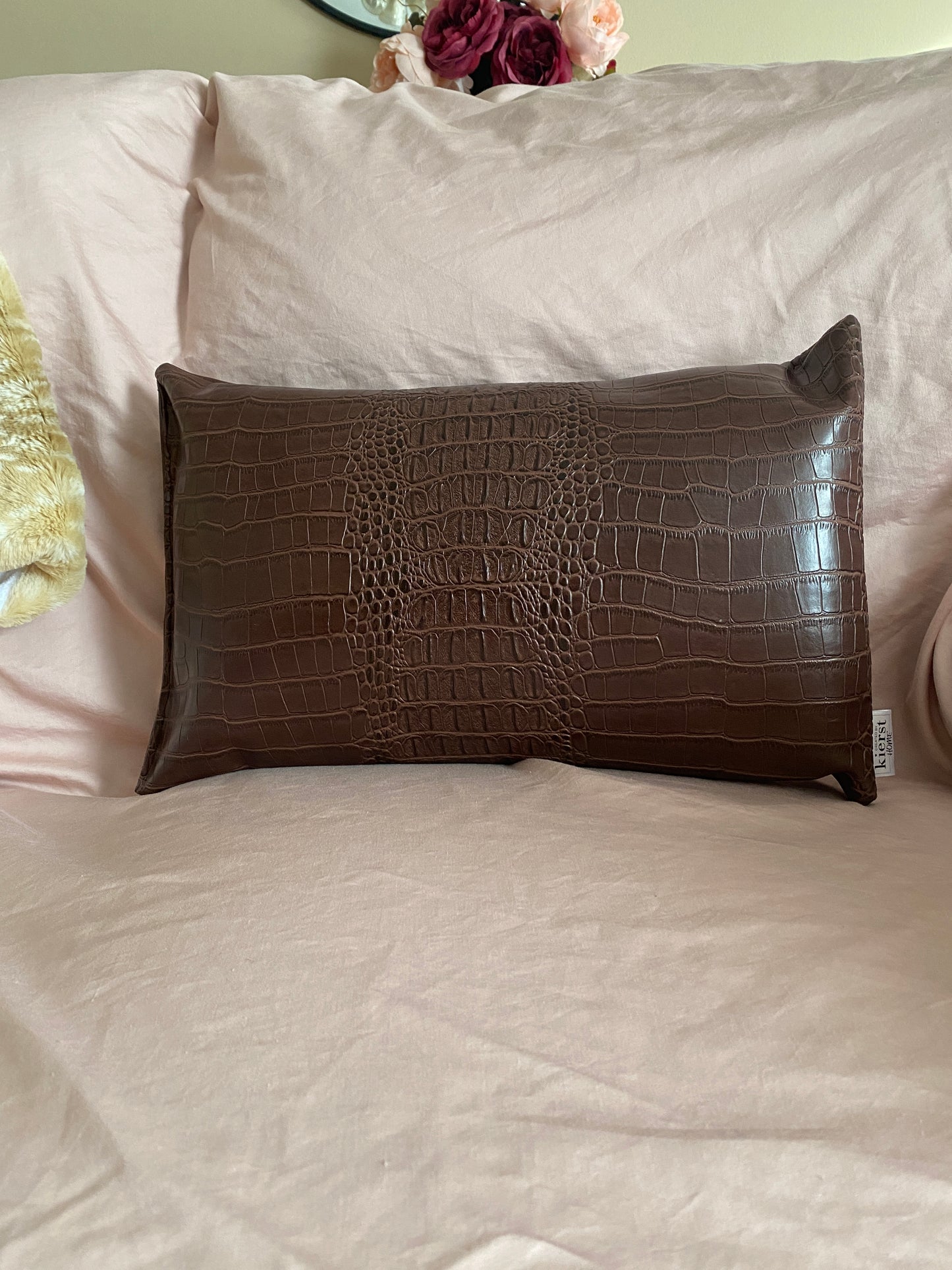 Crocodile Faux Leather Pillow - createdbykierst