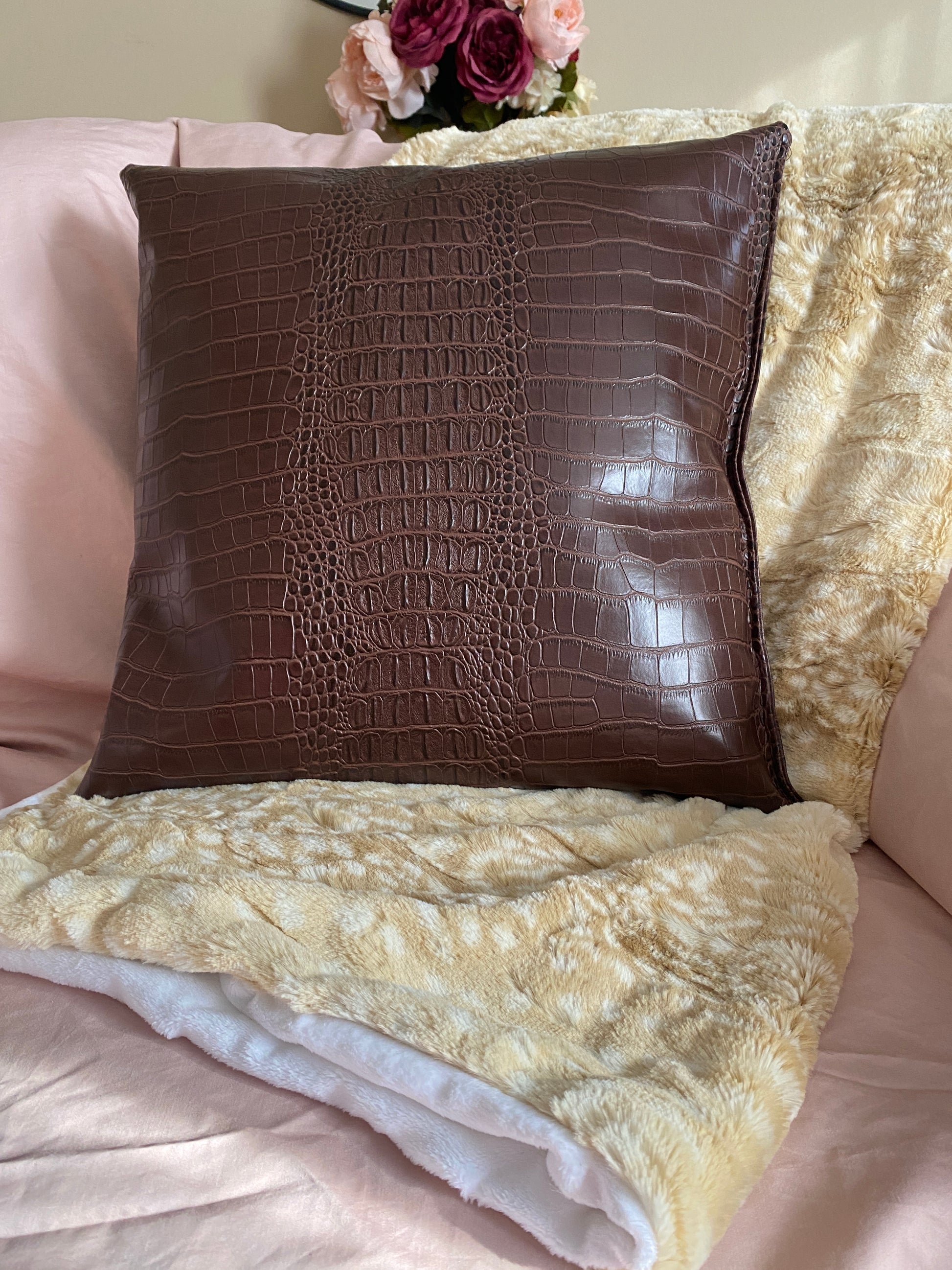 Crocodile Faux Leather Pillow - createdbykierst