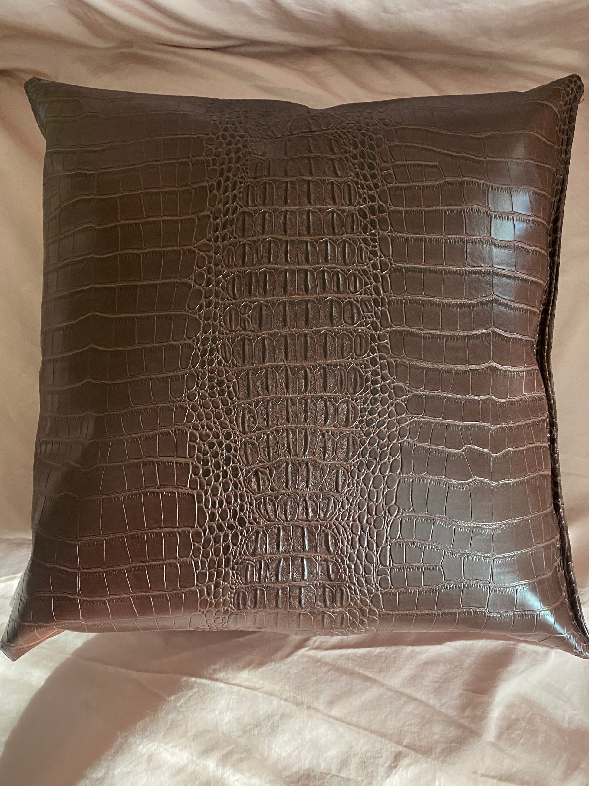 Crocodile Faux Leather Pillow - createdbykierst