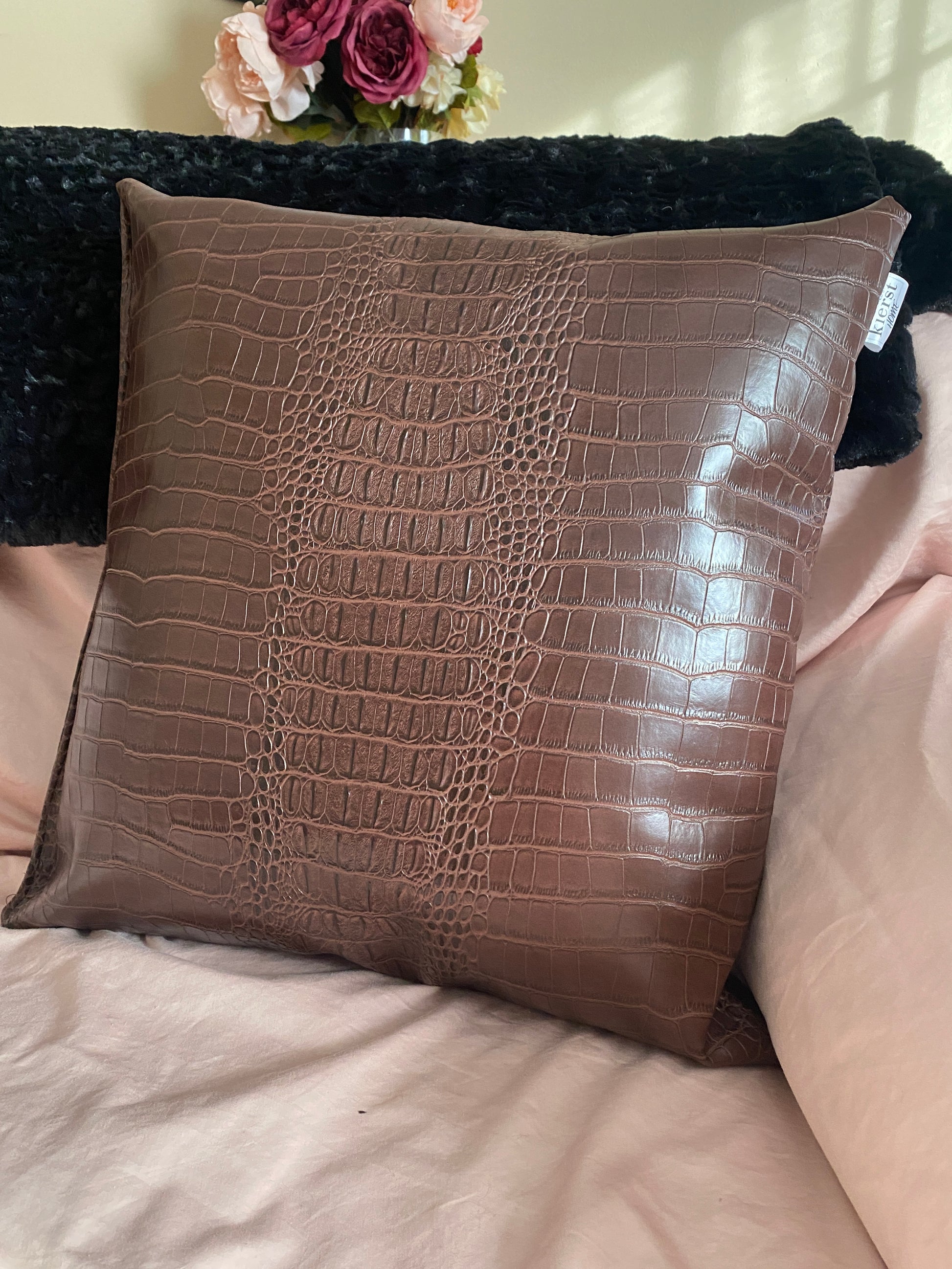 Crocodile Faux Leather Pillow - createdbykierst