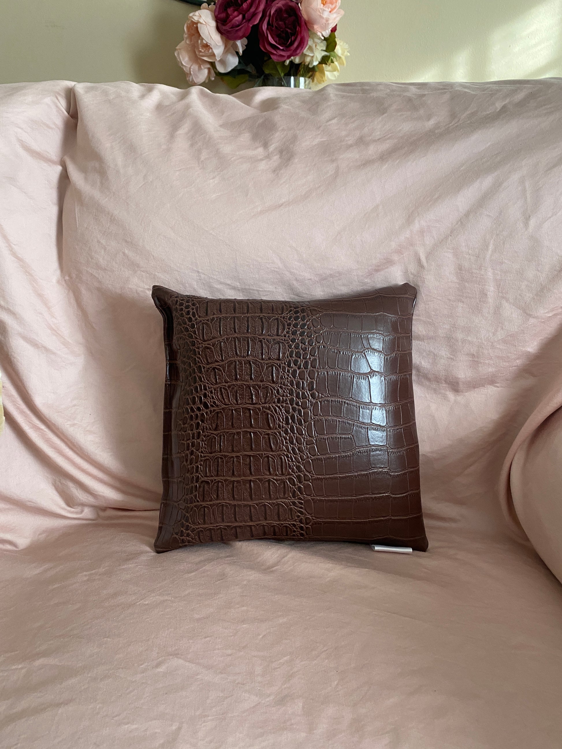 Crocodile Faux Leather Pillow - createdbykierst