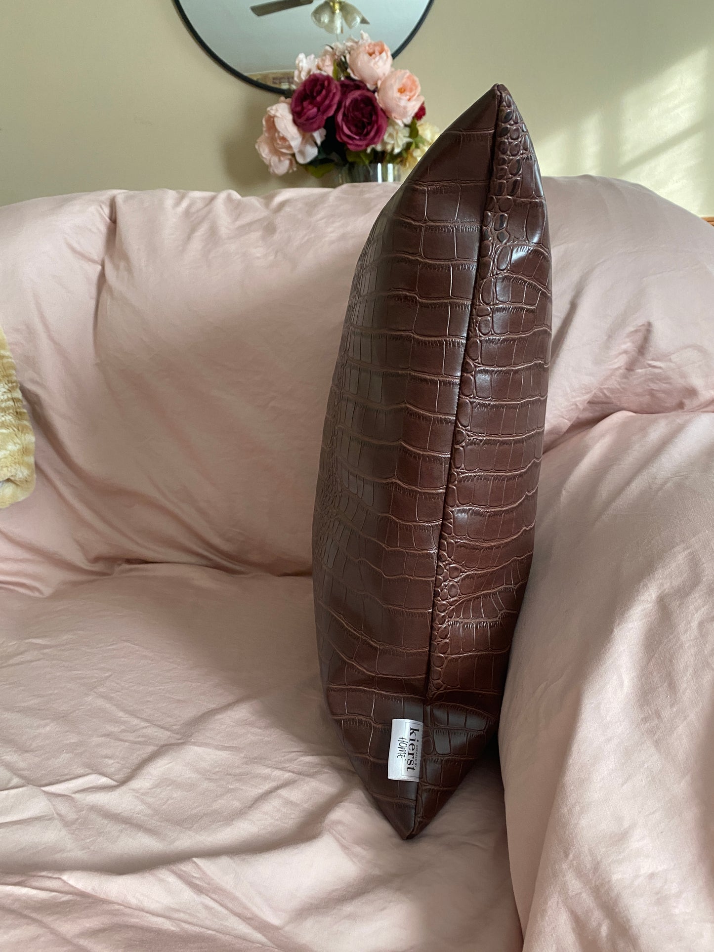 Crocodile Faux Leather Pillow - createdbykierst